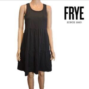 Frye Tiered Black Cotton Summer Dress with Pockets Large